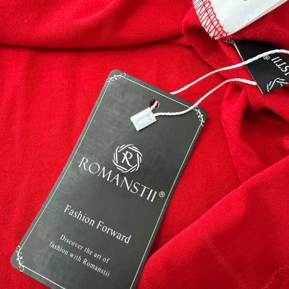 Romanstii Women’s Casual V-Neck Loose Puff Long Sleeve Tunic Top Red XL NWT - Picture 7 of 11